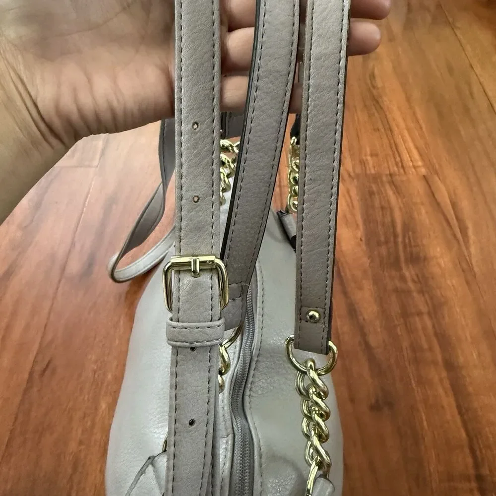 Juicy Couture Zippered Up Satchel Bag Grey Gold Accents Y2K